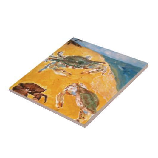 Krabben op het strand tegeltje (Zijkant)