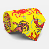 Krabben Patternx4 B Geel BG Stropdas (Opgerold)