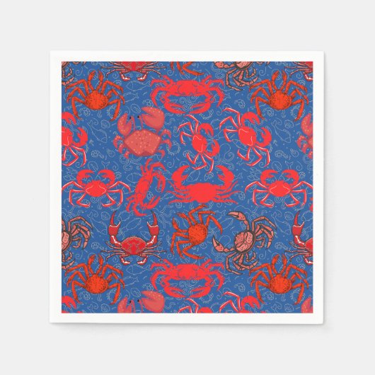 Krabben Patternx4 Blauw BG Servet (Voorkant)