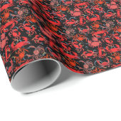 Krabben Patternx4 Zwart BG Cadeaupapier (Rol Hoek)
