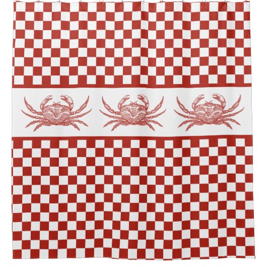 krabben Rood- en witbord Douchegordijn (Voorkant)