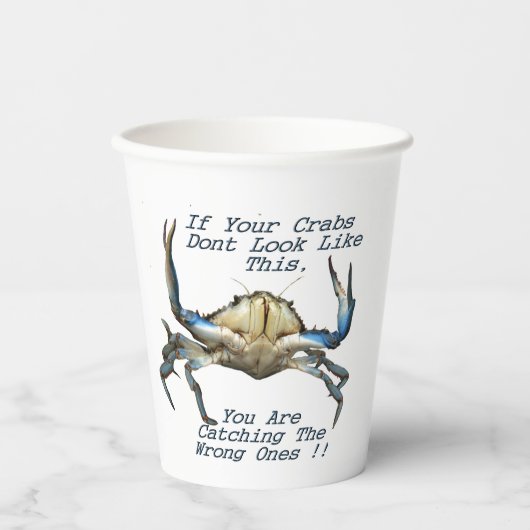 Krabben vangen, grappige papieren kopjes papieren bekers (Voorkant)