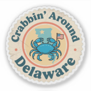 Krabben vangen in Delaware op een oude manier Sticker