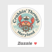 Krabben vangen in Maryland: Vintage kustkunst Sticker (Vel)