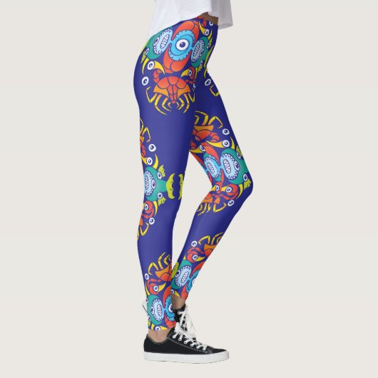 Krabben, vis en octopussen, voor een zomerpatroon leggings (Rechts)
