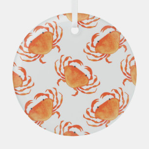 Krabben Waterverf: wit achtergrondpatroon Glas Ornament