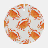 Krabben Waterverf: wit achtergrondpatroon Glas Ornament (Achterkant)