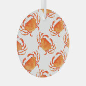 Krabben Waterverf: wit achtergrondpatroon Glas Ornament (Voorkant Rechts)