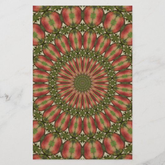krabbenappel kaleidoscoop rood, groen abstract briefpapier (Voorkant)