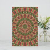 krabbenappel kaleidoscoop rood, groen abstract briefpapier (Staand voorkant)