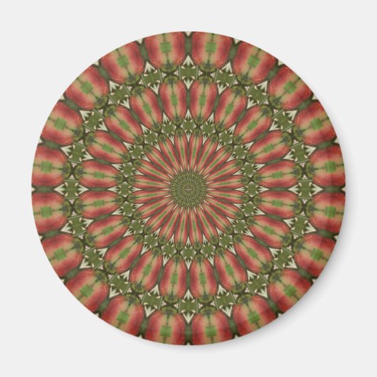 krabbenappel kaleidoscoop rood, groen abstract magneet (Voorkant)