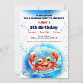 Krabbenbad 1e Verjaardagsfeestje Jongen aangepaste Kaart (Voorkant)