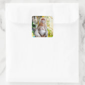 Krabbenetende makak vierkante sticker (Tas)