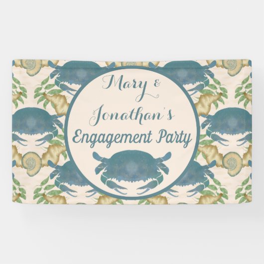 Krabbenfeest - Waterverf Blauwe Krabben, Betrokken Spandoek (Horizontaal)