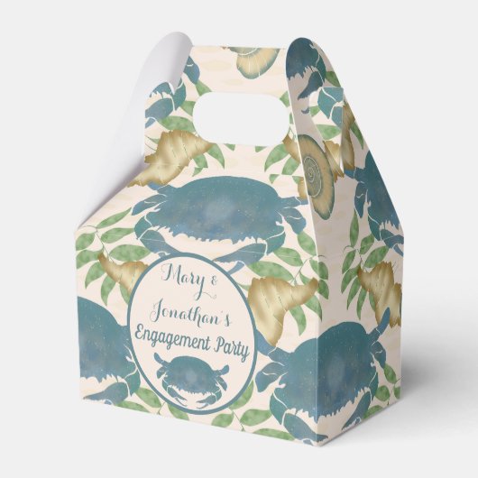 Krabbenfeest-waterverf Blauwe Krabben, Betrokkenhe Bedankdoosjes (Voorkant Zijde)