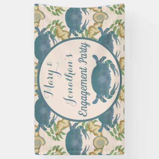 Krabbenfeest-Waterverf Blauwe Krabben, Betrokkenhe Spandoek (Verticaal)