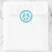 krabbly PEACE TEKEN op blauw Ronde Sticker (Tas)
