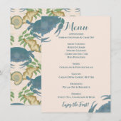 Krabfeest| Waterverf Blauwe Krab, Pensioenfeest Menu (Voorkant / Achterkant)