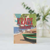 Krabi Beach Thailand vintage reisposter Briefkaart (Staand voorkant)