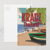 Krabi Beach Thailand vintage reisposter Briefkaart (Voorkant / Achterkant)