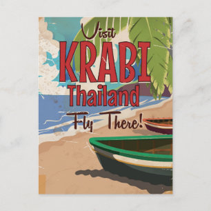 Krabi Beach Thailand vintage reisposter Briefkaart