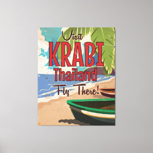 Krabi Beach Thailand vintage travelage-poster Canvas Afdruk