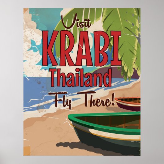 Krabi Beach Thailand vintage travelage-poster Poster (Voorkant)