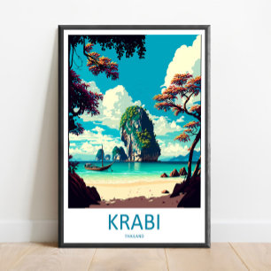 Krabi Reisprint Thailand Muurkunst, Krabi Thaila Poster