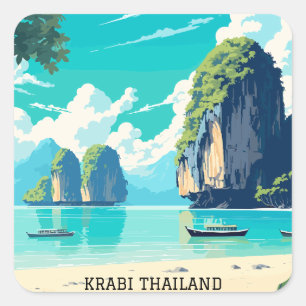 Krabi Thailand Beach Paradise Travel Vierkante Sticker