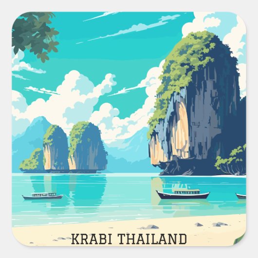 Krabi Thailand Beach Paradise Travel Vierkante Sticker (Voorkant)