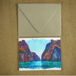 Krabi Thailand Beach Paradise Waterverf Briefkaart
