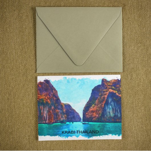 Krabi Thailand Beach Paradise Waterverf Briefkaart