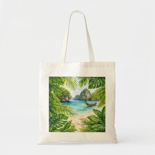 Krabi Thailand Tropisch Strand Longtail Boot Tote Bag (Voorkant)