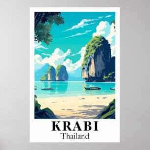 Krabi Thailand Vintage Reis Kunstprint Poster