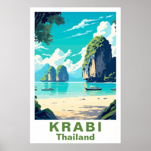 Krabi Thailand Vintage Reis Kunstprint Poster