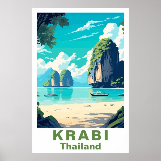 Krabi Thailand Vintage Reis Kunstprint Poster (Voorkant)