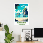 Krabi Thailand Vintage Reis Kunstprint Poster (Thuiskantoor)