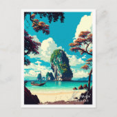 Krabi Thailand vintage reisillustratie Briefkaart (Voorkant)