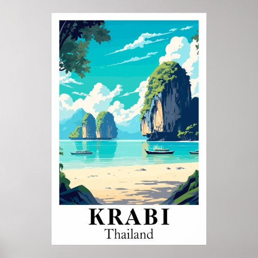 Krabi Thailand Vintage Travel Art Print (Voorkant)