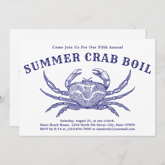  krabkook of bak uitnodiging Sjabloon (Voorkant / Achterkant)