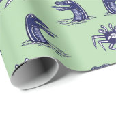 Krabmonster en waterdrakenpatroon cadeaupapier (Rol Hoek)