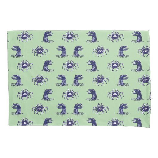Krabmonster en waterdrakenpatroon kussensloop (Voorkant-Links)