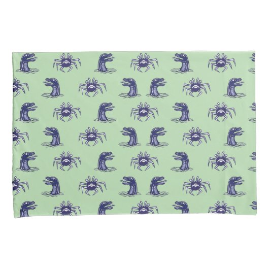 Krabmonster en waterdrakenpatroon kussensloop (Voorkant-Rechts)