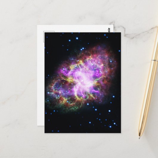 Krabnevel supernova restant Hubble Composiet Briefkaart (Voorkant / Achterkant in situ)