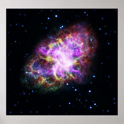 Krabnevel supernova restant Hubble Composiet Poster (Voorkant)