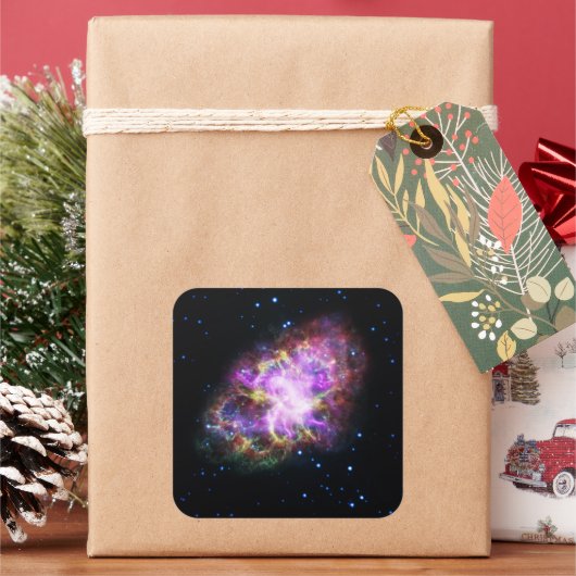Krabnevel Supernovarest Hubble Composiet Vierkante Sticker (Feestdagen)