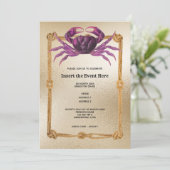 Krabtouw frame magenta roze goud glitters scheepva kaart (Staand voorkant)