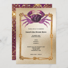 Krabtouw lijst magenta roze goud glitter nautisch kaart