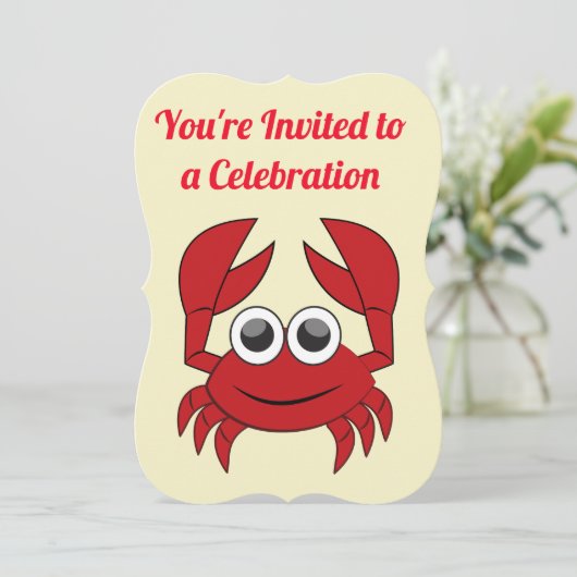 Krabverjaardagsfeest Uitnodiging Viering (Staand voorkant)