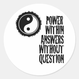Kracht binnen antwoorden zonder vragen ronde sticker